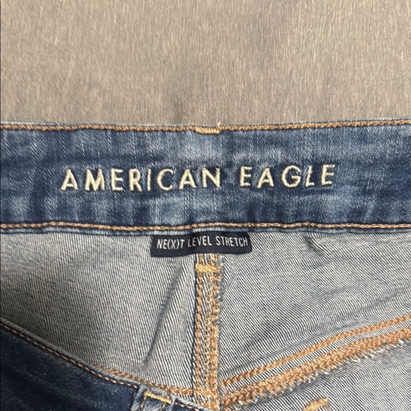 American Eagle Outfitters Blue Distressed Jean Shorts - Picture 2 of 6